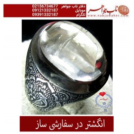 انگشترنفیس مردانه دُرّنجف و سفارشی_ساز رکاب_فاخر_قلمزنی_استادساعی قلمزنی_ساعی_اصفهان