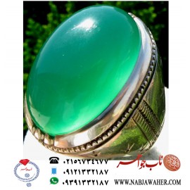 انگشتر نفیس عقیق سبز درشت اب دار طبیعی و رکاب سنگین و وزین سید تهران