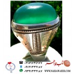 انگشتر نفیس عقیق سبز درشت اب دار طبیعی و رکاب سنگین و وزین سید تهران