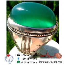 انگشتر نفیس عقیق سبز درشت اب دار طبیعی و رکاب سنگین و وزین سید تهران