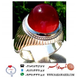 انگشترفاخرعقیق سرخ کهنه یمنی و رکاب محمد جواد جدی ایران جدی