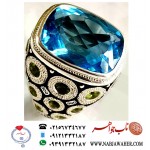انگشترنقره مردانه جواهری توپاز سوئیسی رکاب نقره نفیس دستسازاصغر غلامی