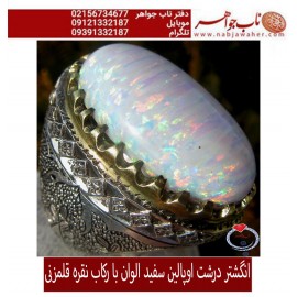 انگشترنقره مردانه جواهری اوپالین رکاب نقره نفیس دستسازقلمزنی