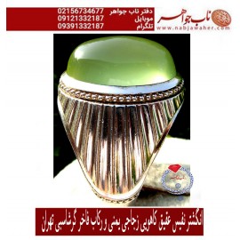 انگشترنفیس عقیق سبز کاهویی ورکاب استاد گرشاسبی تهران