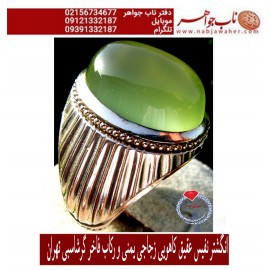 انگشترنفیس عقیق سبز کاهویی ورکاب استاد گرشاسبی تهران