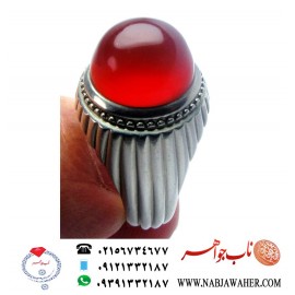 انگشترنفیس عقیق سرخ کهنه یمنی با رکاب استاد محمد حسین جدی 