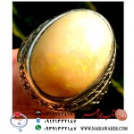 انگشتر نفیس اوپال طبیعی سفید شیری اصیل و رکاب دست ساز نقره