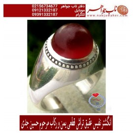انگشترنفیس عقیق سرخ کهنه یمنی با رکاب استاد محمد حسین جدی 
