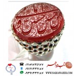 انگشترنفیس عقیق سرخ کهنه یمنی حکاکی حسین منی انا من حسین خط حر حکاکی رضا قربانی رکاب فدیوم آصف قاسمی