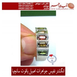 حلقه جواهرات نقره مردانه یاقوت تراش باگت سانچیا رکاب نقره نفیس دستساز محمد افتخاری