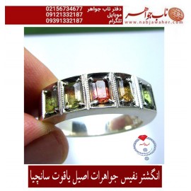 حلقه جواهرات نقره مردانه یاقوت تراش باگت سانچیا رکاب نقره نفیس دستساز محمد افتخاری