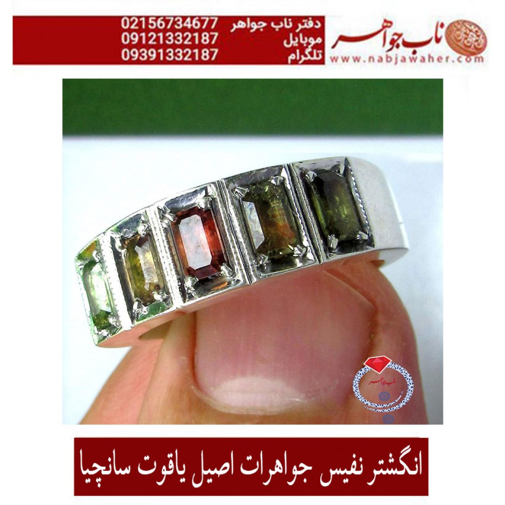 حلقه جواهرات نقره مردانه یاقوت تراش باگت سانچیا رکاب نقره نفیس دستساز محمد افتخاری
