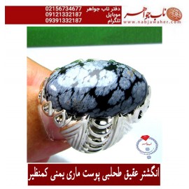 انگشترنفیس مردانه عقیق_طحلبی_پوست_ماری_ یمنی،رکاب_نقره_وحید_امامی،رکاب_طهران_امامی