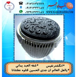 انگشترنفیس خطی نقره مردانه عقیق یمنی شفه_العبد خط العبد عبدالکریم پرنیا رکاب نقره دستسازسیدحسن_شیرازی و حکاکی_یااهل_العالم_ان_الجدی_الحسین_قتلوه_عطشانا