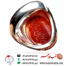 انگشترنفیس مردانه فدیوم رولکسی عقیق سرخ کهنه یمنی حکاکی ایت الکرسی خط اقل میرزا استاد محمد مجتبی آتشباز رکاب استاد رسول محمدی