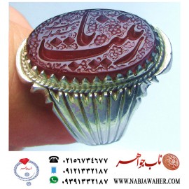 انگشترنفیس خطی مردانه عقیق_یمنی خط_میرزا،حکاکی محمدمجتبی_آتشباز، رکاب_استادسیدحسن_شیرازی،رکاب_سیدحسن وحکاکی یازینب