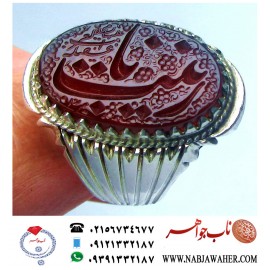 انگشترنفیس خطی مردانه عقیق_یمنی خط_میرزا،حکاکی محمدمجتبی_آتشباز، رکاب_استادسیدحسن_شیرازی،رکاب_سیدحسن وحکاکی یازینب