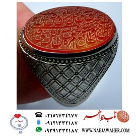 انگشترنفیس خطی نقره مردانه عقیق یمنی خط العبد عبدالکریم پرنیا رکاب نقره دستسازتهران_امامی استادوحید امامی و آیه رزق و روزی ،ومن یتق الله یجعل له مخرجا