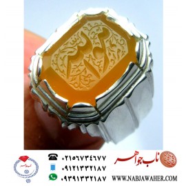 انگشترنفیس مردانه عقیق یمن خط مراد حکاکی استاد مرادعلی جعفری ذکر هوالله رکاب شیرازی
