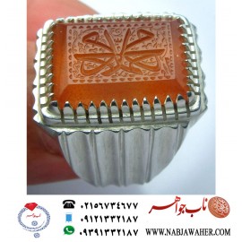 انگشترنفیس مردانه عقیق یمن خط مراد حکاکی استاد مرادعلی جعفری ذکر یامحمد (حکاکی قرینه) رکاب سید حسن