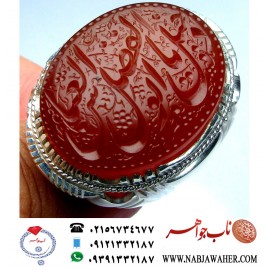 انگشترنفیس مردانه عقیق یمن خط مراد حکاکی استاد مرادعلی جعفری ذکر دخیل یااباالفضل العباس رکاب سیدحسن شیرازی