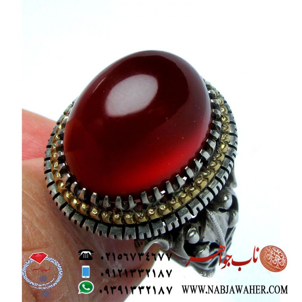 انگشترنفیس عقیق سرخ یمنی ورکاب عقربی چهار مهرطلا فدیوم استاد محمد گل افشاری کاوه