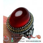 انگشترنفیس عقیق سرخ یمنی ورکاب عقربی چهار مهرطلا فدیوم استاد محمد گل افشاری کاوه