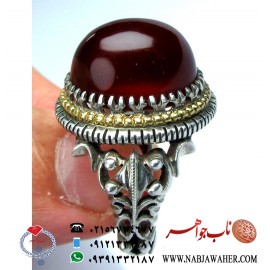 انگشترنفیس عقیق سرخ یمنی ورکاب عقربی چهار مهرطلا فدیوم استاد محمد گل افشاری کاوه