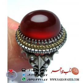 انگشترنفیس عقیق سرخ یمنی ورکاب عقربی چهار مهرطلا فدیوم استاد محمد گل افشاری کاوه