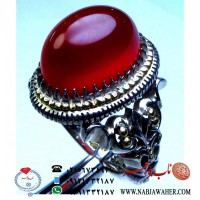 انگشترنفیس و فاخر و کلکسیونی عقیق سرخ آب دار یمنی کهنه و رکاب عقربی طلا و فدیوم محمد کاوه