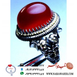 انگشترنفیس و فاخر و کلکسیونی عقیق سرخ آب دار یمنی کهنه و رکاب عقربی طلا و فدیوم محمد کاوه