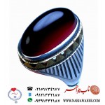 انگشترمردانه خاص فاخرعقیق ناب سرخ یمنی و رکاب طلا فدیوم رسول محمدی