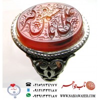 انگشترعقیق سرخ یمنی حکاکی یا علی اکبر حسین ع خط متین استاد اصغرپورورکاب نقره عقربی