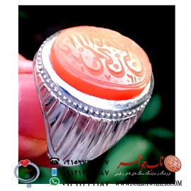 انگشترنفیس عقیق کهنه آجری یمنی خط کهنه قاجاری تاریخدار عبده الراجی امامقلی ورکاب جناب وحید امامی