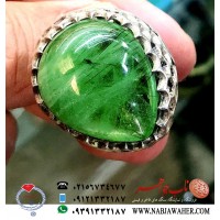 انگشتر اصیل مردانه دُرّ سبز فاطمی رکاب نقره سنگین وزن مهربان