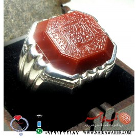 انگشترعقیق سرخ یمنی حکاکی امیر و رکاب تهران امامی 