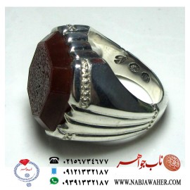 انگشترعقیق سرخ یمنی حکاکی امیر و رکاب تهران امامی 