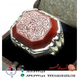 انگشترعقیق سرخ یمنی حکاکی امیر و رکاب تهران امامی 