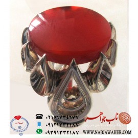 انگشترنفیس و شیک مردانه عقیق ناب یمنی رکاب نقره استادهاشمی