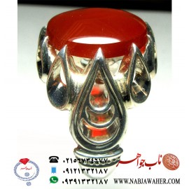 انگشترنفیس و شیک مردانه عقیق ناب یمنی رکاب نقره استادهاشمی