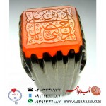 انگشترنفیس اسپرت عقیق سرخ زجاجی کهنه یمنی حکاکی یاحسین بن علی ادرکنی خط حقیر استادحسین امینی ورکاب چهار اشک ایران علیرضا