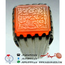 انگشترنفیس اسپرت عقیق سرخ زجاجی کهنه یمنی حکاکی یاحسین بن علی ادرکنی خط حقیر استادحسین امینی ورکاب چهار اشک ایران علیرضا