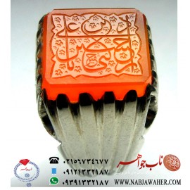 انگشترنفیس اسپرت عقیق سرخ زجاجی کهنه یمنی حکاکی یاحسین بن علی ادرکنی خط حقیر استادحسین امینی ورکاب چهار اشک ایران علیرضا