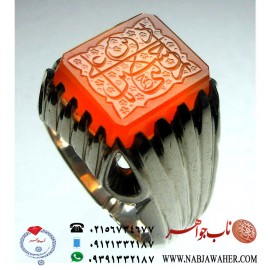 انگشترنفیس اسپرت عقیق سرخ زجاجی کهنه یمنی حکاکی یاحسین بن علی ادرکنی خط حقیر استادحسین امینی ورکاب چهار اشک ایران علیرضا