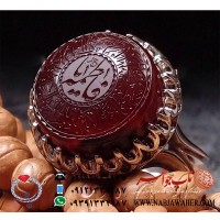 انگشترنفیس مردانه خطی ذکر یافاطمه_سوره_کوثر،جزع_سرخ_و_سیاه_یمنی حکاکی_حمد ذکر_ یافاطمه و سوره_کوثر