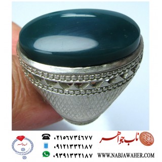 انگشترعقیق فاخردرشت  سبز زمردی  