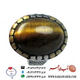 انگشترسنگ درخشان  چشم ببر و رکاب نقره تایلند کد903